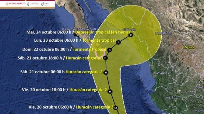 Trayectoria del huracán Norma a dónde se dirige y qué estados amenaza