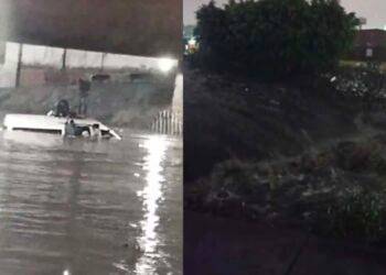 Lluvia colapsó Periférico Norte y desbordó los ríos Hondo y Chico en Naucalpan