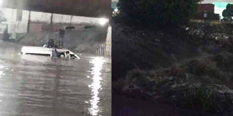Lluvia colapsó Periférico Norte y desbordó los ríos Hondo y Chico en Naucalpan