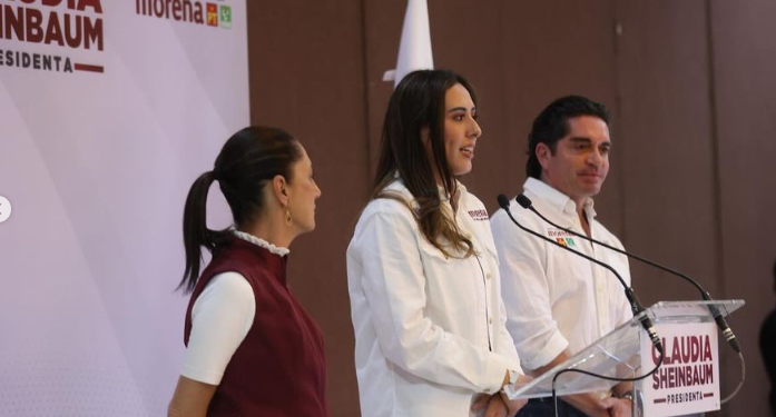En conferencia de prensa con la Dra. Claudia Sheinbaum y su compañero de formúla Luis Salazar, Cecilia Guadiana explica en que consiste el Proyecto Tren Coahuilteca