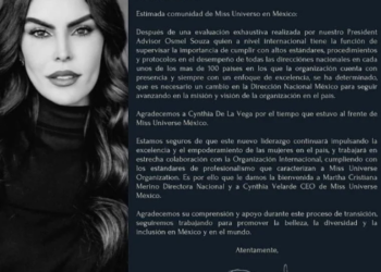 Destituyen a Cynthia de la Vega como directora de Miss Universo México