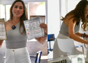 Cecilia Guadiana emite su voto en Saltillo