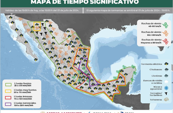 Se esperan lluvias fuertes en algunas regiones de Coahuila