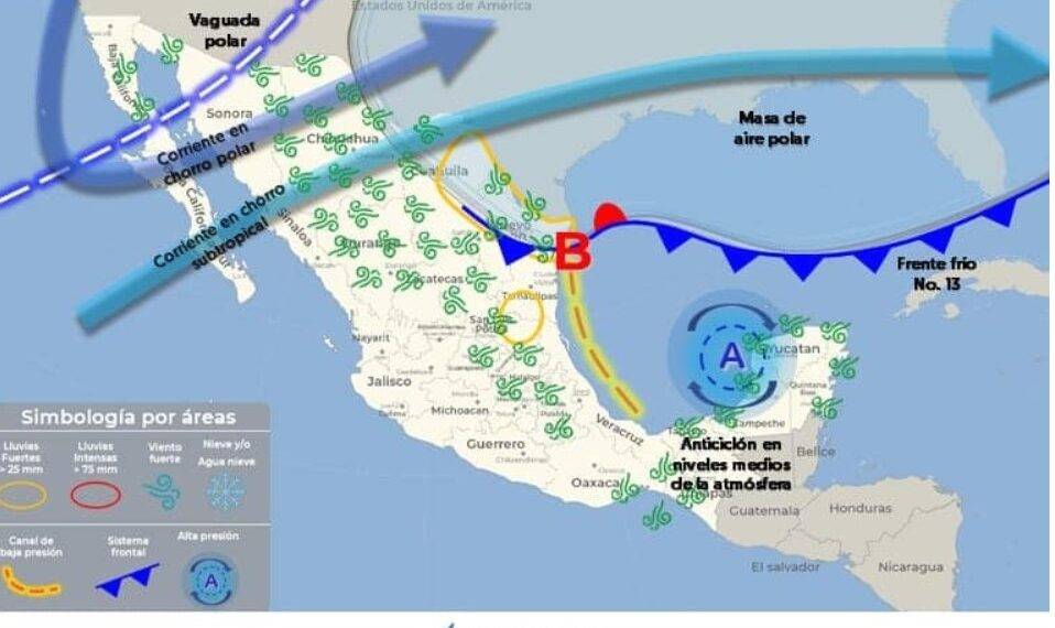 Pronostican bajas temperaturas, chubascos y vientos fuertes en Coahuila por frente frío